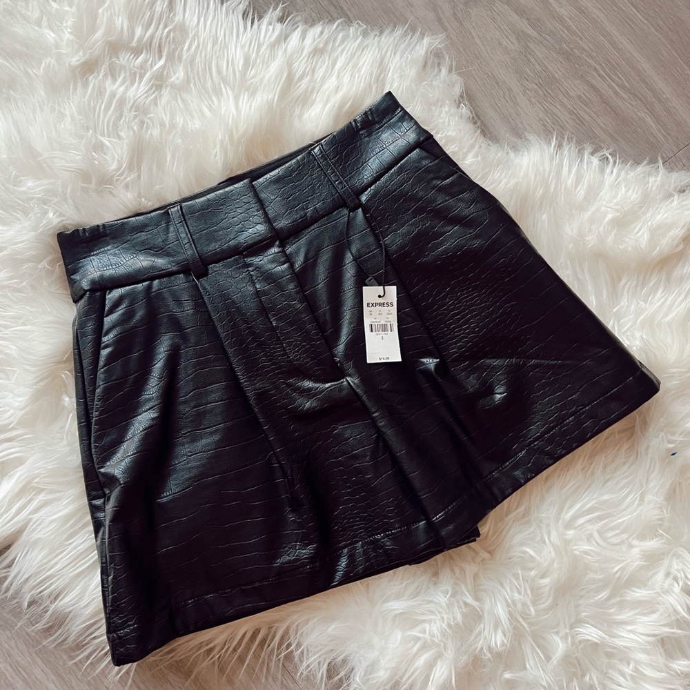 Black Faux Leather Shorts